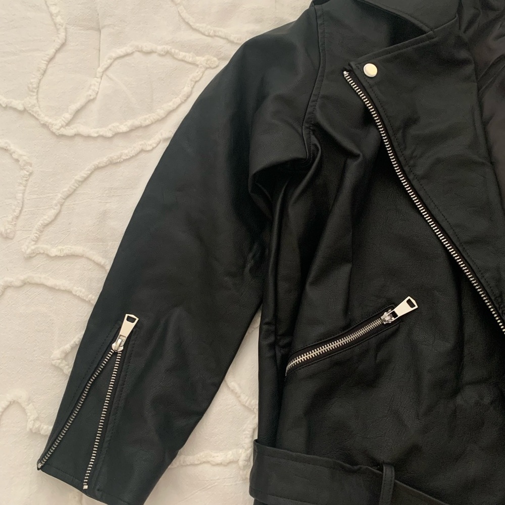 Missguided Boyfriend Faux Leather Biker Jacket Black - Picture 3 of 10